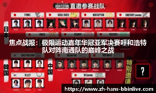 焦点战报：极限运动嘉年华冠亚军决赛呼和浩特队对阵南通队的巅峰之战